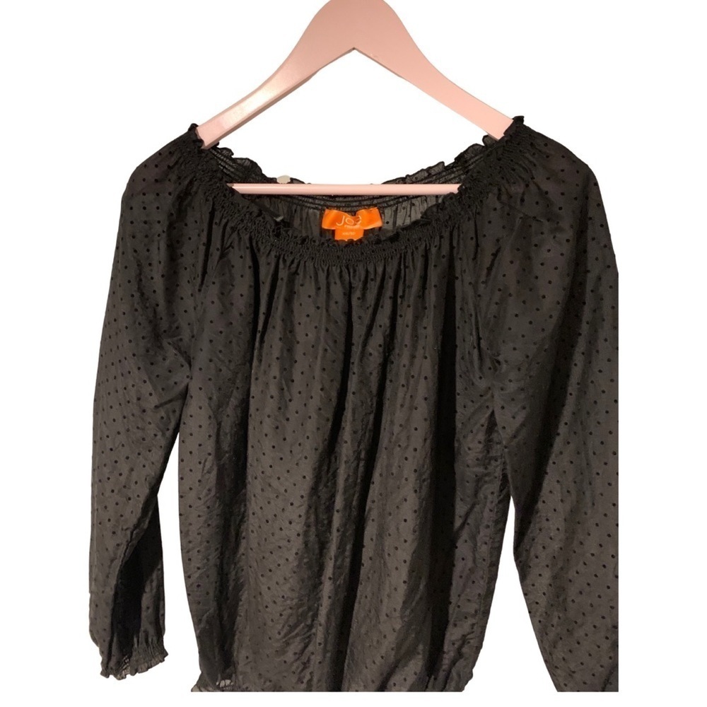 Women’s Joe Fresh Black Polka Dot Top w/ Frilly Accents